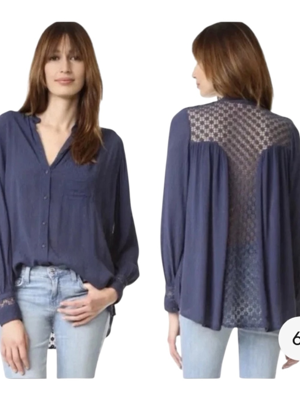 **NWT** Free People The Best Blouse Crochet Back Oversized Top